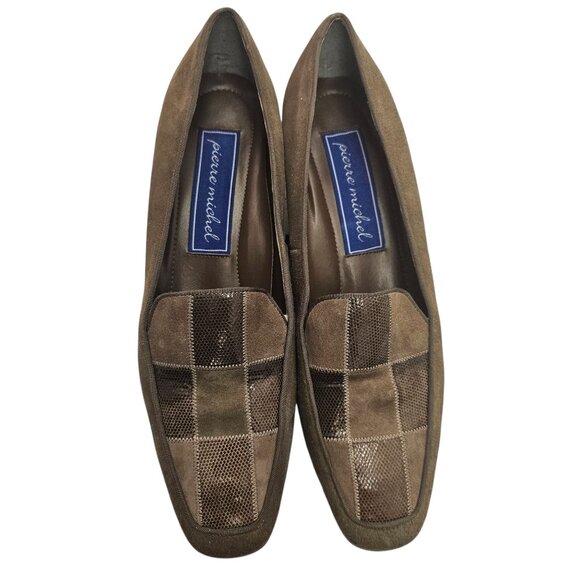 Vintage 1990s Pierre Michel Womens Brown Suede & Patent Leather Heels Size 10B - Picture 2 of 12